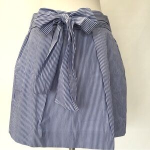 J.Crew Blue & White Pinstriped Cotton Bow Skirt | Size 2